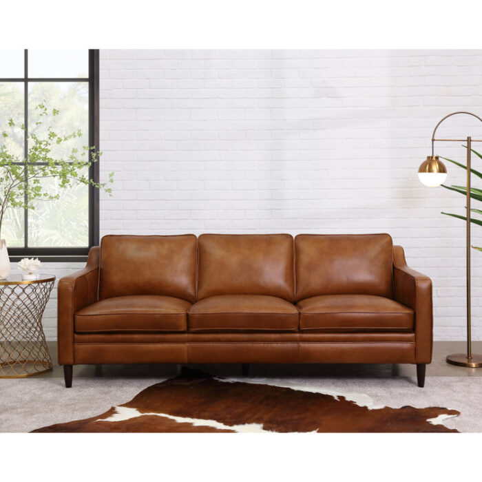 Ashtabula+Genuine+Leather+Square+Arm+Sofa