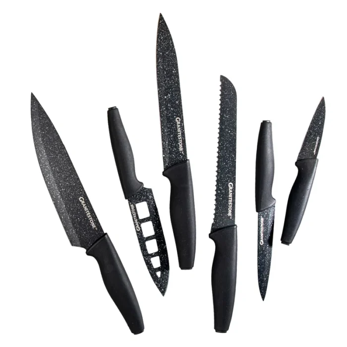 Granitestone+Nutriblade+6+PC+Knife+Set,+Professional+Kitchen+Chef’s+Knives+with+Sharp+Stainless+Steel+Blades+and+Nonstick+Granite+Coating-59721102
