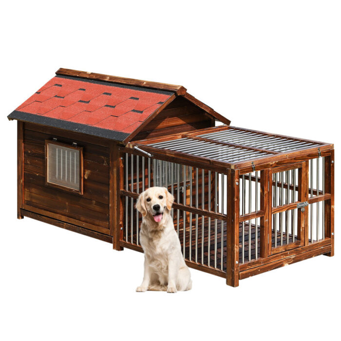 Luxury+Solid+Wooden+Dog+House+with+Fence-104977305