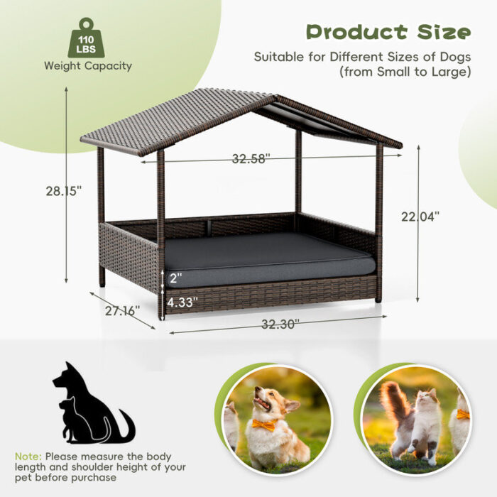 Outdoor&Indoor+Rattan+Dog+Bed+with+Removable+Cushion+Dog+House+with+Canopy+Raised+Dog+Bed+for+Small,+Medium+Dogs-255276166 (1)