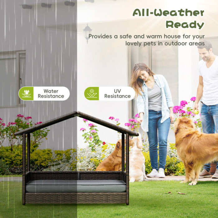Outdoor&Indoor+Rattan+Dog+Bed+with+Removable+Cushion+Dog+House+with+Canopy+Raised+Dog+Bed+for+Small,+Medium+Dogs-255276166 (2)