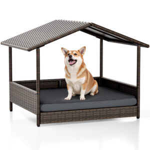 Outdoor&Indoor Rattan Dog Bed with Removable